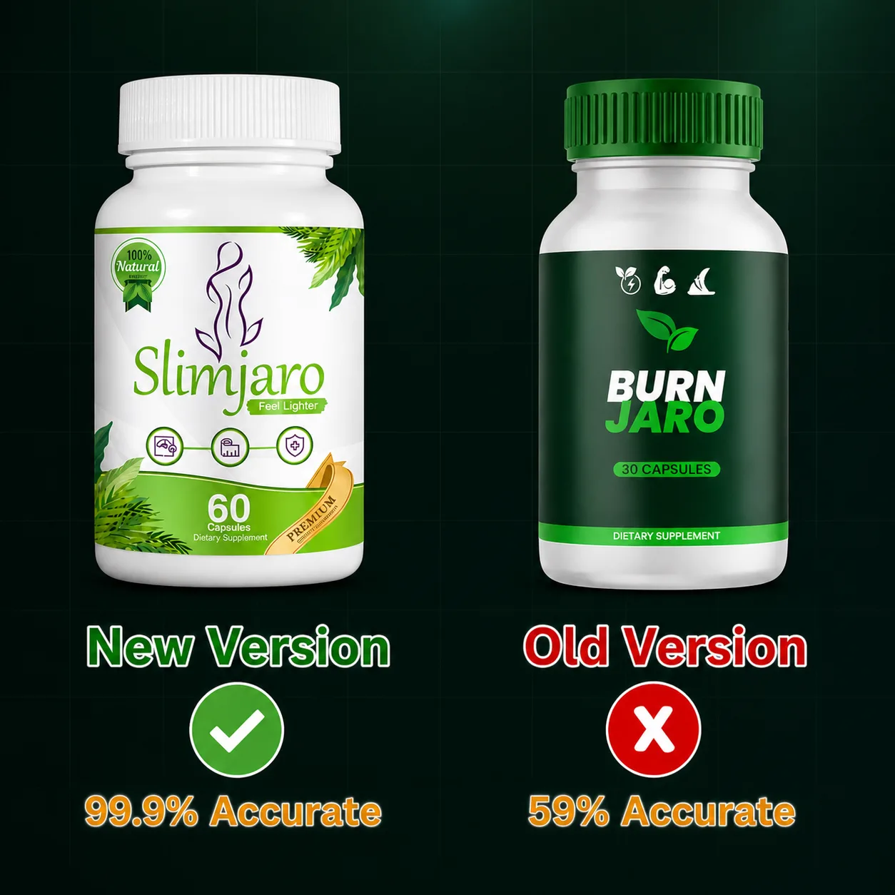 Burn Jaro capsule bottles now updated as SlimJaro for digestion metabolism and energy support